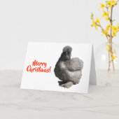 Carte Cute Fluffé Bleu Silkie Poulet Joyeux Noël (Fleur jaune)
