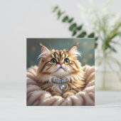 Carte Cute Fluffy Chat | Non personnalisé (Debout devant)