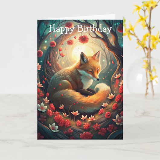 Carte Cute Fox (Fleur jaune)