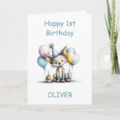 Carte Cute Fox 1st Birthday (Devant)