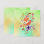 Carte Cute Fox Baby Art Animal Avec Floral (Devant / Derrière)