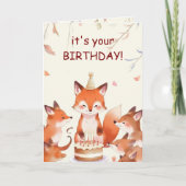 Carte Cute Fox Birthday Card for Kids (Devant)