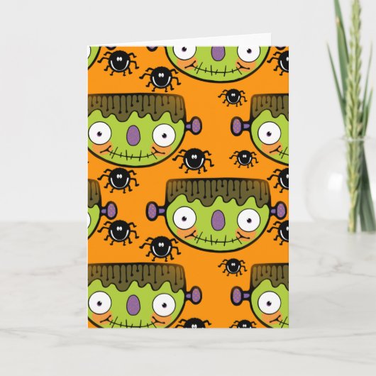 Carte Cute Frankenstein, Spider Halloween (Devant)
