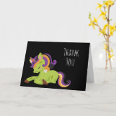 Carte Cute Frankenstein Unicorn Halloween Merci (Fleur jaune)