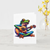 Carte Cute Frog Playing A Guitar Dont Worry Be Hoppy _1 (Fleur jaune)