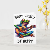 Carte Cute Frog Playing A Guitar Dont Worry Be Hoppy _2 (Fleur jaune)