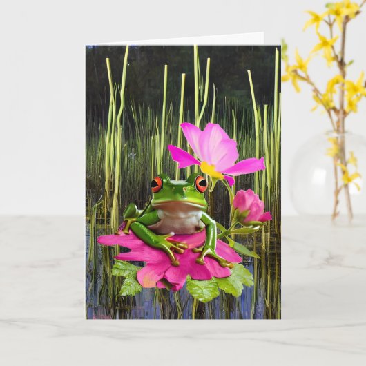 Carte Cute Frog Pun Toad Amitié Thématique (Fleur jaune)