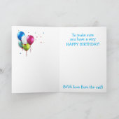 Carte Cute "From the Cat" Anniversaire Personnalisé (Intérieur)