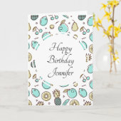 Carte Cute Fruit Motif Summery Thème Anniversaire (Fleur jaune)