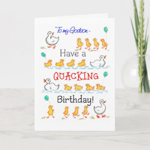 Carte Cute Fun Ducklings Quacking Anniversaire, pour God