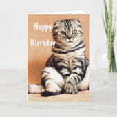 Carte Cute Funny Chat Joyeux Anniversaire (Devant)