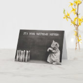 Carte Cute Funny Chat Vintage Anniversaire Bowl (Fleur jaune)