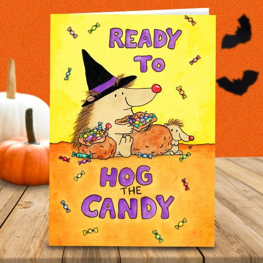 Carte Cute Funny Halloween Hedgehog Card – Hand-Drawn