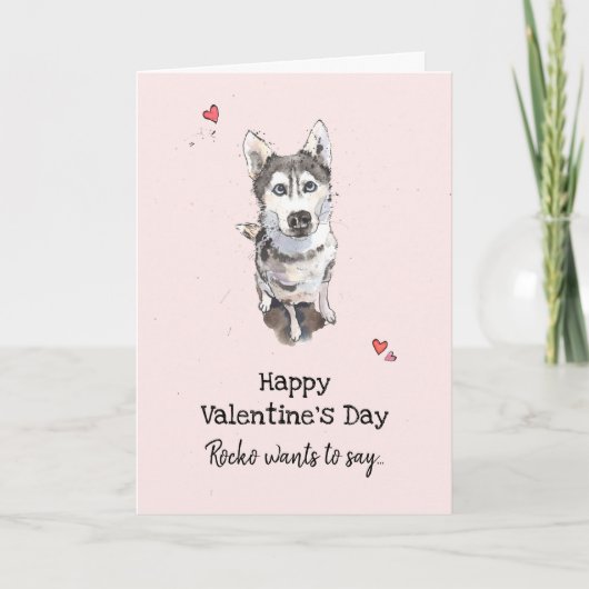 Carte Cute & Funny Husky Valentine's day Greeting Card (Devant)