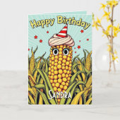 Carte Cute Funny Maize Joyeux anniversaire (Fleur jaune)
