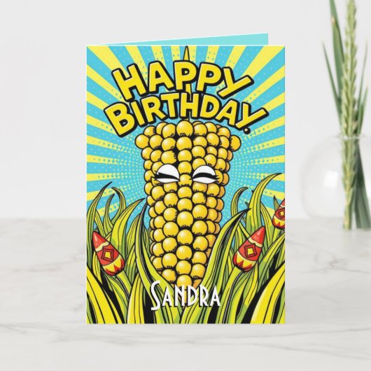 Carte Cute Funny Maize Joyeux anniversaire (Devant)
