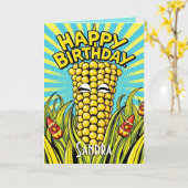 Carte Cute Funny Maize Joyeux anniversaire (Fleur jaune)