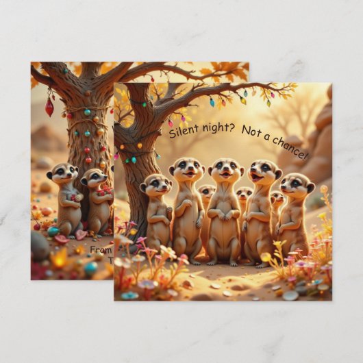 Carte Cute, Funny No Silent Night Meerkat Christmas Card (Devant / Derrière)