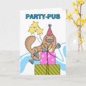 Carte Cute Funny Platypus Anniversaire (Fleur jaune)