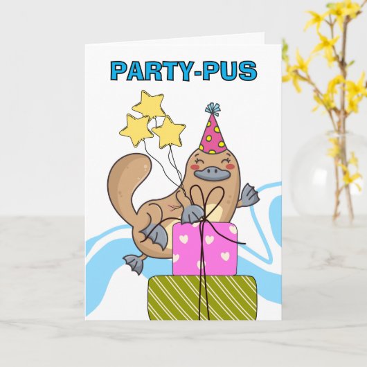 Carte Cute Funny Platypus Anniversaire (Fleur jaune)