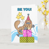 Carte Cute Funny Platypus Anniversaire Sois toi (Fleur jaune)