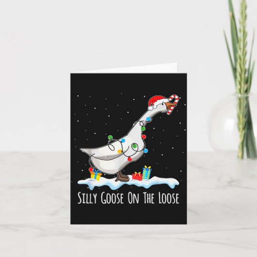 Carte Cute Funny Santa Duck Silly Goose On The Loose Chr (Devant)