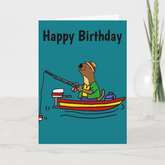 Carte Cute Funny Sea Otter Fishing Art (Devant)