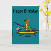 Carte Cute Funny Sea Otter Fishing Art (Fleur jaune)