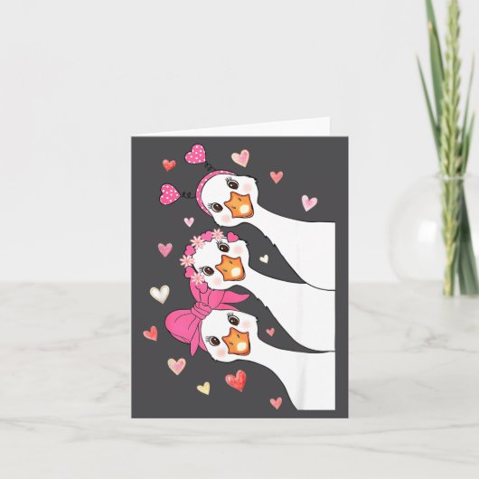 Carte Cute Funny Valentine Silly Gooses Heart Love Match (Devant)