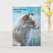 Carte Cute Furry Fox sur Blue Grunge Arrière - plan Anni (Fleur jaune)