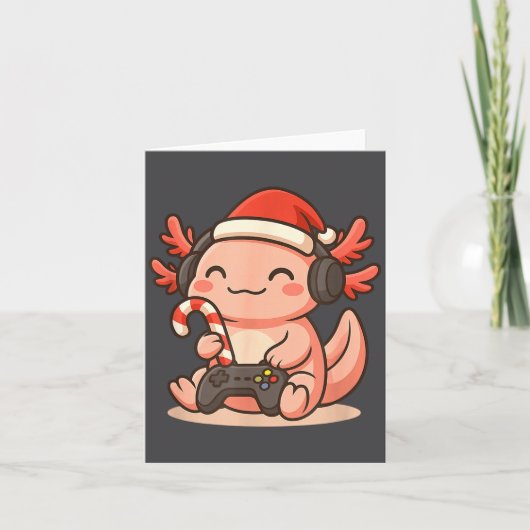 Carte Cute Gamer Axolotl Christmas Design (Devant)