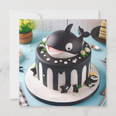 CARTE CUTE GÂTEAU D'ANNIVERSAIRE NOIR ET BLANC D'ORCA (Devant)