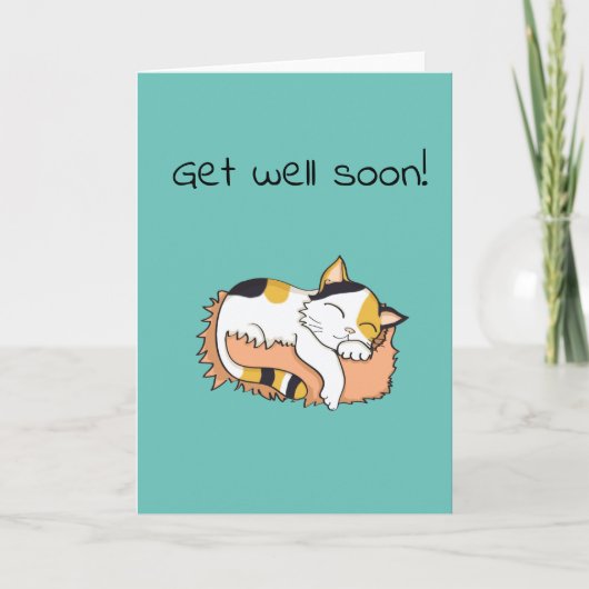 Carte Cute Get Well Bientôt Calico kitty (Devant)