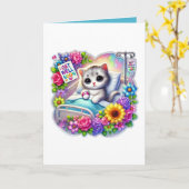 Carte Cute get well soon kitten add message (Fleur jaune)