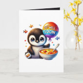 Carte Cute get well soon penguin add message  (Fleur jaune)