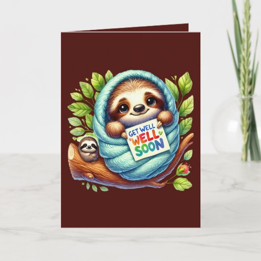Carte Cute get well soon sloth (Devant)