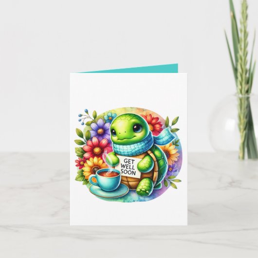 Carte Cute get well soon turtle add message  (Devant)