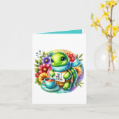 Carte Cute get well soon turtle add message  (Fleur jaune)