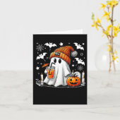 Carte Cute Ghost Boire Café Halloween Ghost Café (Fleur jaune)
