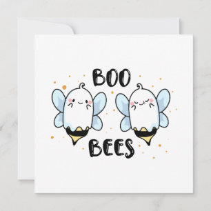 Carte Cute Ghost Boo Bees - Halloween drôle sur fond bla