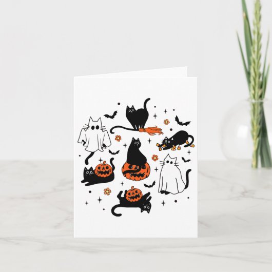 Carte Cute Ghost Chat Funny Halloween Costumes de tenue  (Devant)