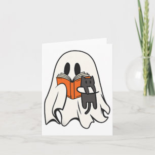 Carte Cute Ghost Chat Lecture Livre Saison Éffrayante Ha