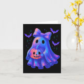 Carte Cute Ghost Coquette Bow Halloween Saison Éffrayant (Fleur jaune)