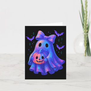 Carte Cute Ghost Coquette Bow Halloween Saison Éffrayant