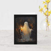 Carte Cute Ghost Holding bougie Fun Halloween Gothique V (Fleur jaune)
