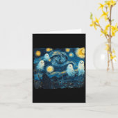 Carte Cute Ghost Starry Night Halloween Soky Retro Van G (Fleur jaune)