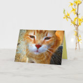 Carte Cute Ginger Kitty Petit Chat Convivial (Fleur jaune)