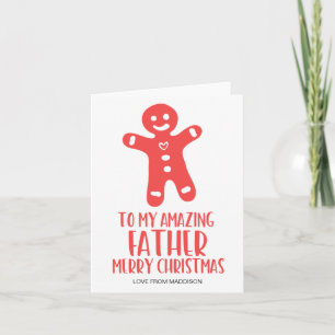 Carte Cute Gingerbread Homme Noël salutations pour papa