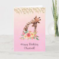 Cute Giraffe Aquarelle Maman et Bébé Anniversaire