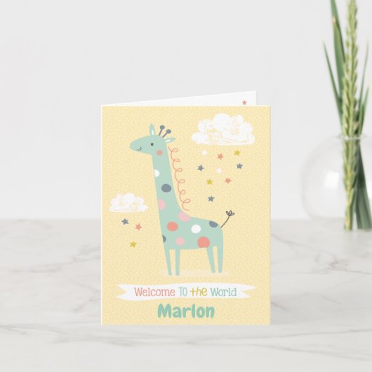 Carte Cute Giraffe Bienvenue dans le monde (Devant)